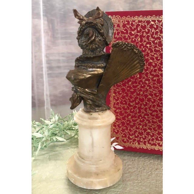 Antique Spelter Bust on Alabaster Art Nouveau Victorian Woman For Sale - Image 9 of 11