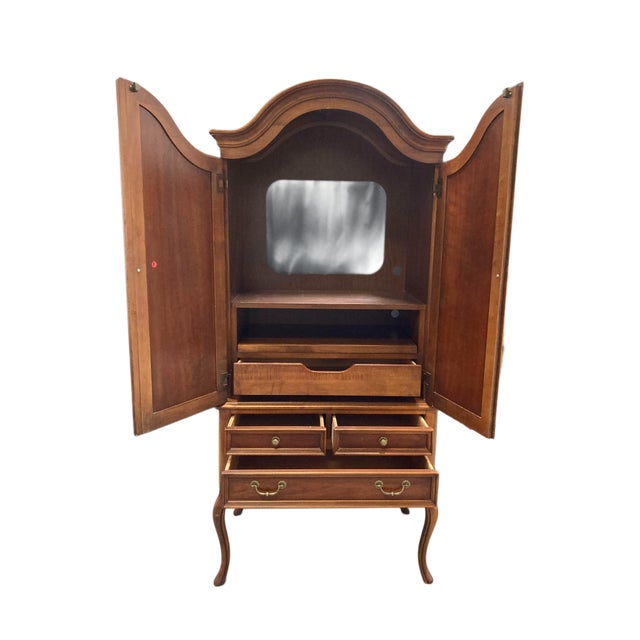 Wood 1980s French Provincial Cherry Wood Armoire by Lexington For Sale - Image 7 of 12