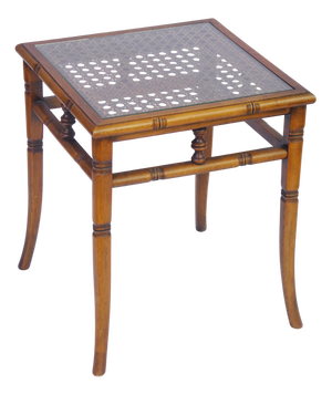 English Faux Bamboo Wooden Side or Coffee Table with Glass Top, 1960s