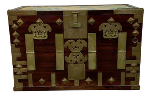Antique Korean Wood and Brass Bandaji Chest
