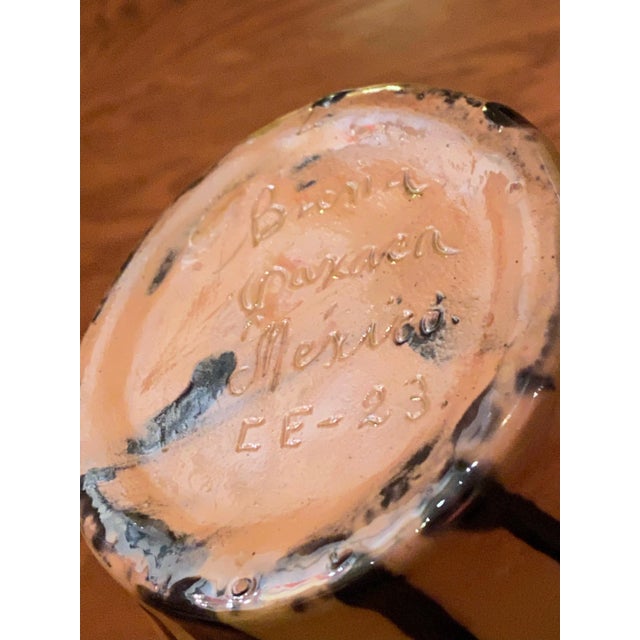 1970s Vintage 1970s Brena Oaxaca Mexico Deco Tricolor Drip Glaze Vase For Sale - Image 5 of 10