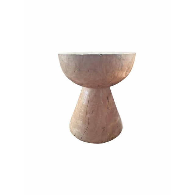 Sculptural Bleached Mango Wood Side Table, Organic Modern Design For Sale - Image 4 of 5