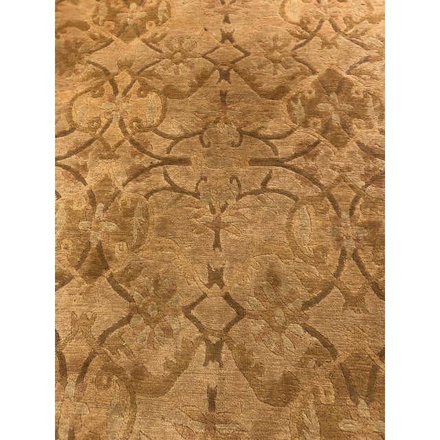 Brown Neutral Luxurious Silk Tibetan Area Rug- 6′2″ × 8′11″ For Sale - Image 8 of 10