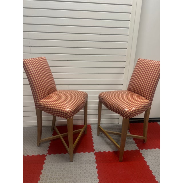 Traditional 1990s Pair of Donghia Upholstered Counter/Bar Stools For Sale - Image 3 of 4