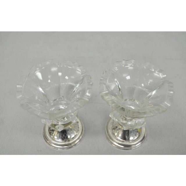 Antique English Victorian Crystal Glass & Silver Sweetmeat Candy Nut Dish, Set 6 For Sale - Image 9 of 18