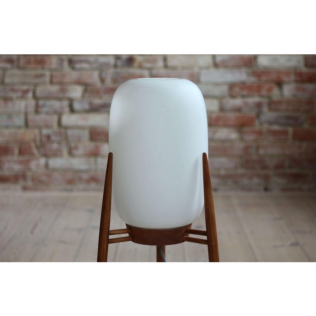 Wood Floor Lamp with Glass Lampshade from Uluv Krásná Jizba, 1960s For Sale - Image 7 of 14