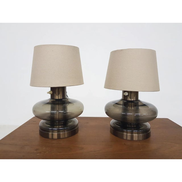 Beige Dutch Glass Table Lamp in the Style of Raak, 1960s For Sale - Image 8 of 8