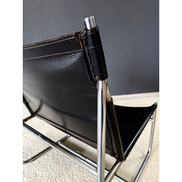 Mid-Century Modern Minimalist Leather Lounge Chair, France, 1970s For Sale - Image 15 of 18