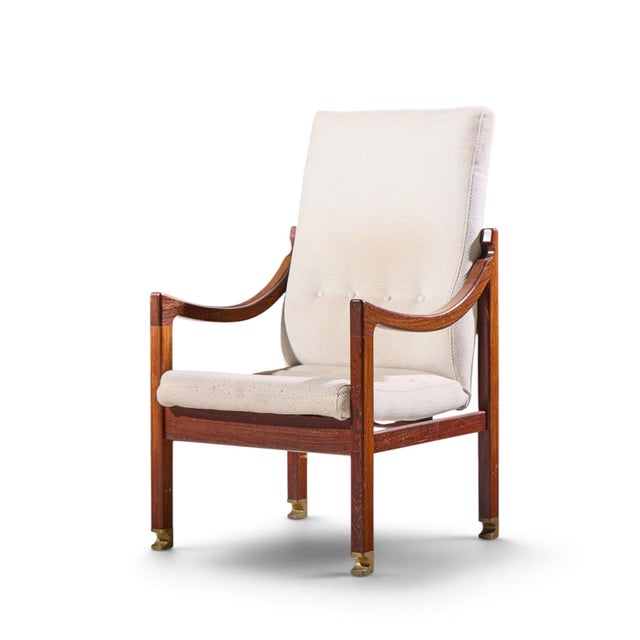Mid-Century Modern Kofod Larsen for Selig Megiddo Queen of Sheba Mid Century African Wenge Wood and Brass Chair For Sale - Image 3 of 9