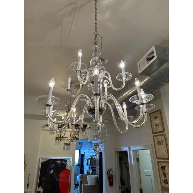 Contemporary Preciosa Glass 2 Tiered Chandelier For Sale In New York - Image 6 of 9