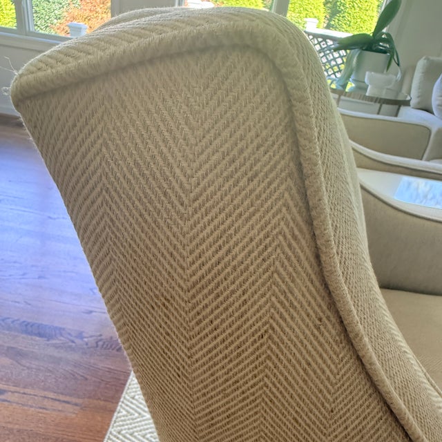 Linen Pair of Lee Industries Arm Chairs For Sale - Image 8 of 9