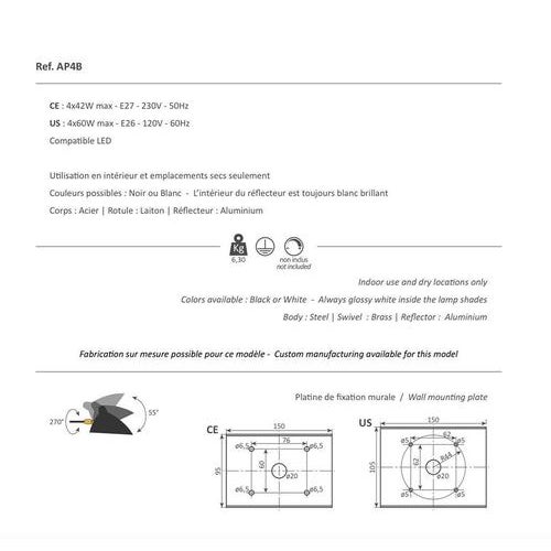 Not Yet Made - Made To Order Mid-Century Modern White Four Rotating Straight Arms Wall Lamp by Serge Mouille For Sale - Image 5 of 7