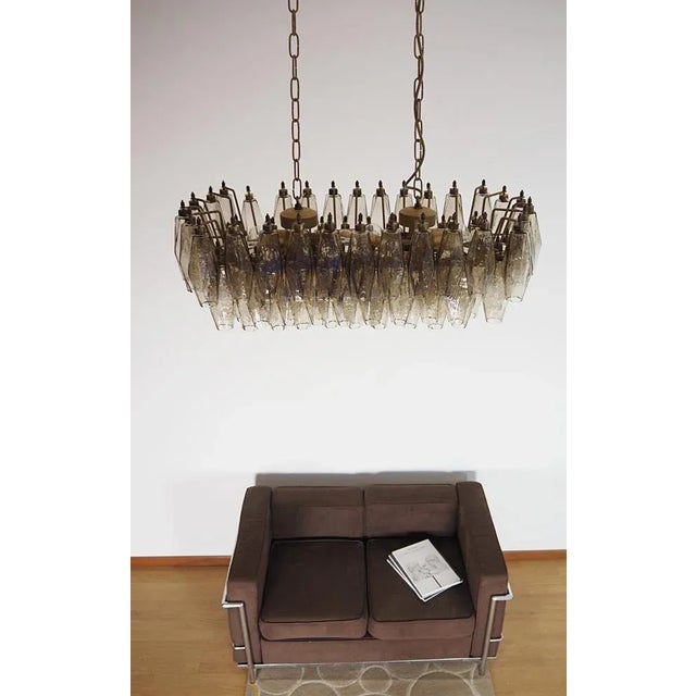 Glass Murano Poliedri Chandelier by Carlo Scarpa with 84 Smoked Glasses, 1990s For Sale - Image 7 of 12