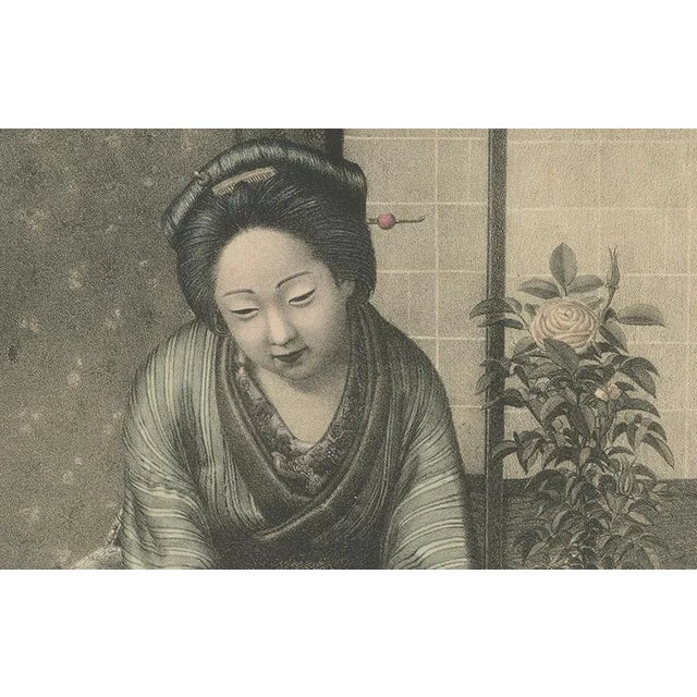 Nigita Tai, Mother, Child, and Dog Scene, 1880s, Lithograph on Paper For Sale - Image 4 of 7