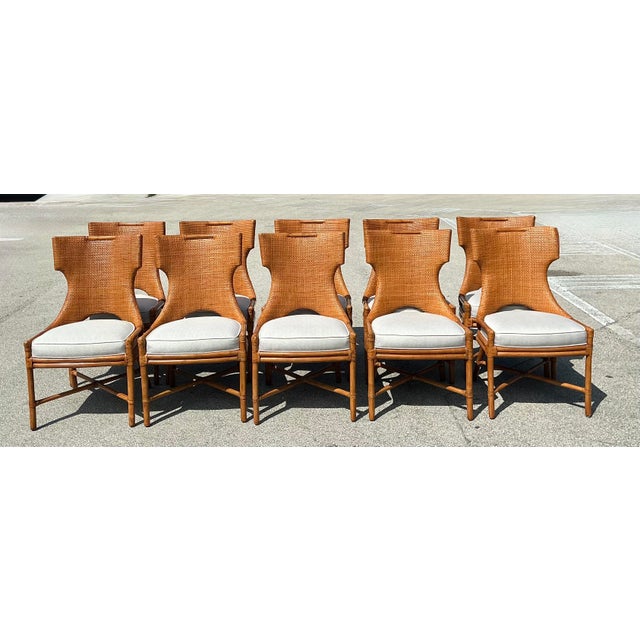 Palecek Vintage Palecek Woven Rattan Dining Chairs - Set of 10 For Sale - Image 4 of 12