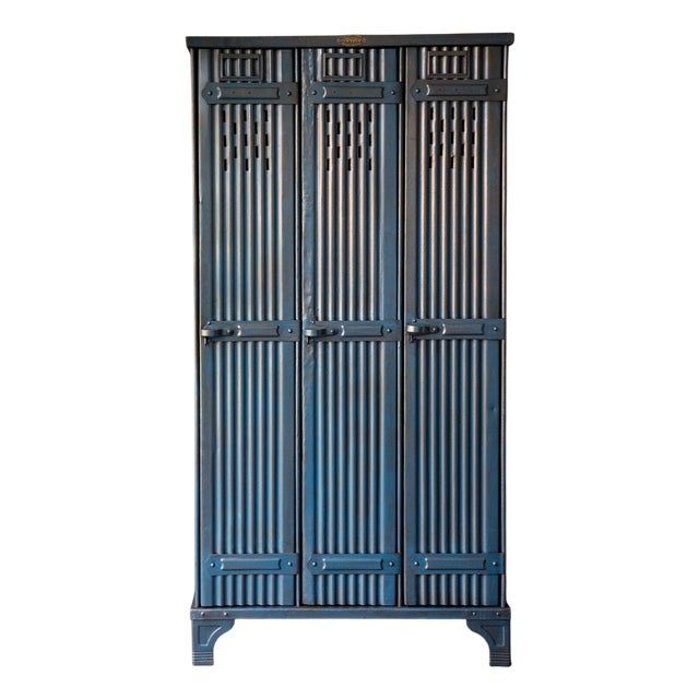 Blue 3-Door Wardrobe from Strafor For Sale