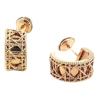 Christian Dior Cannage Motif Huggie Earrings, Pair For Sale