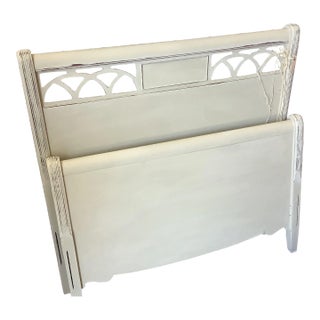 Single Twin Headboard and Footboard Painted Light Sage Green Solid Wood For Sale