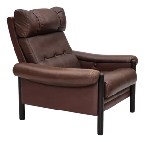 Vintage Danish Lounge Chair in Leather and Dark Oak, 1970s