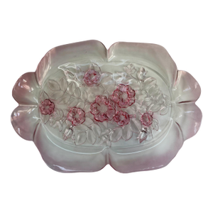 Vintage Mikasa Pink Frosted Glass Serving Tray or Platter