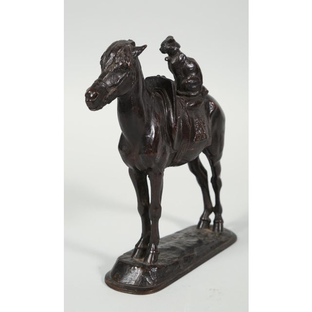 Bronze Late 19th Century Emmanuel Fremiet Horse & Cat Bronze Sculpture For Sale - Image 8 of 8