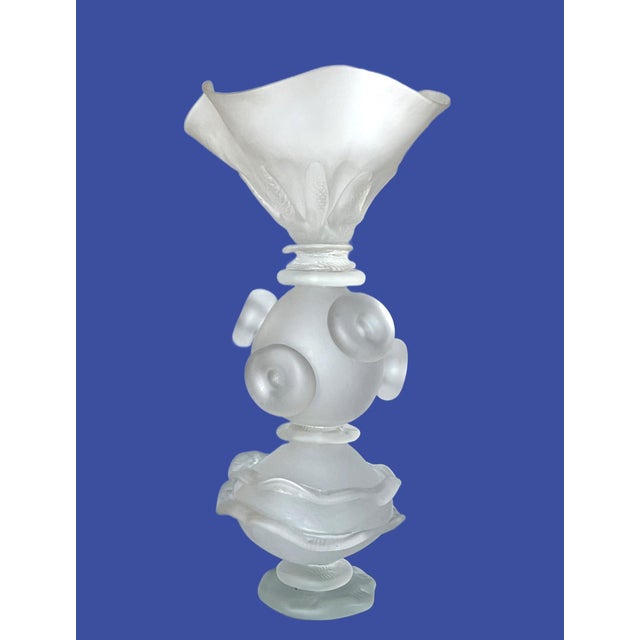 Vintage Satin Glass Centerpiece in the Style of Lalique For Sale - Image 4 of 16