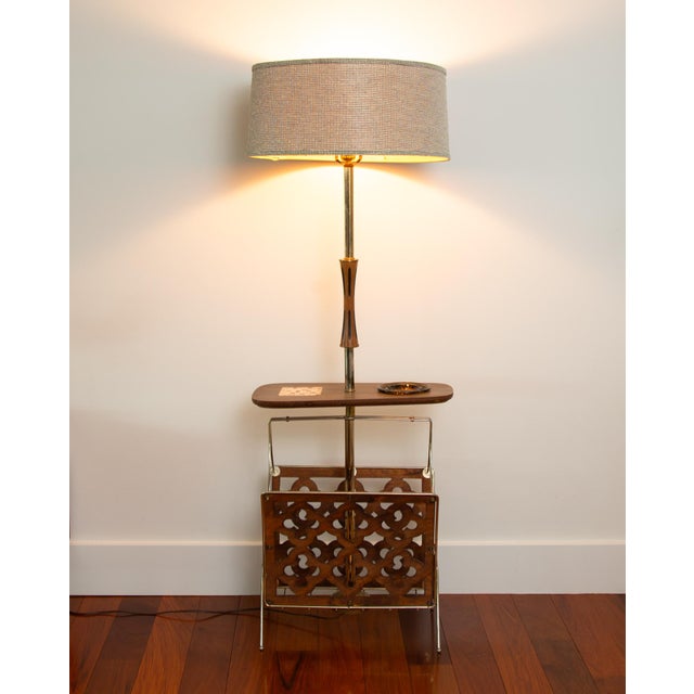 Vintage Floor Lamp With Table and Magazine Rack For Sale - Image 4 of 7