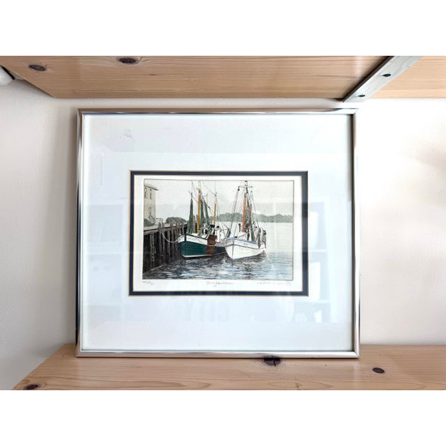 Vintage Puget Sound Etching “Snug Harbor” San Juan Seattle PNW Carol Collette For Sale - Image 9 of 11