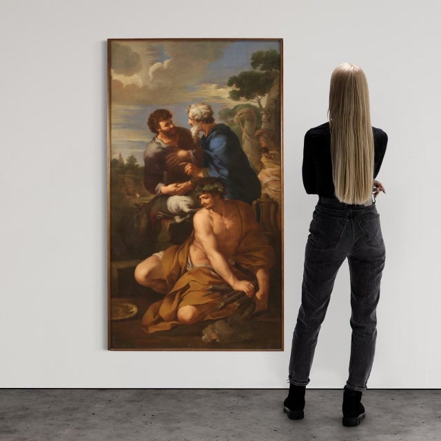 Italian Artist, The Alliance of Jacob and Laban, 1650, Oil on Canvas, Framed For Sale - Image 13 of 15