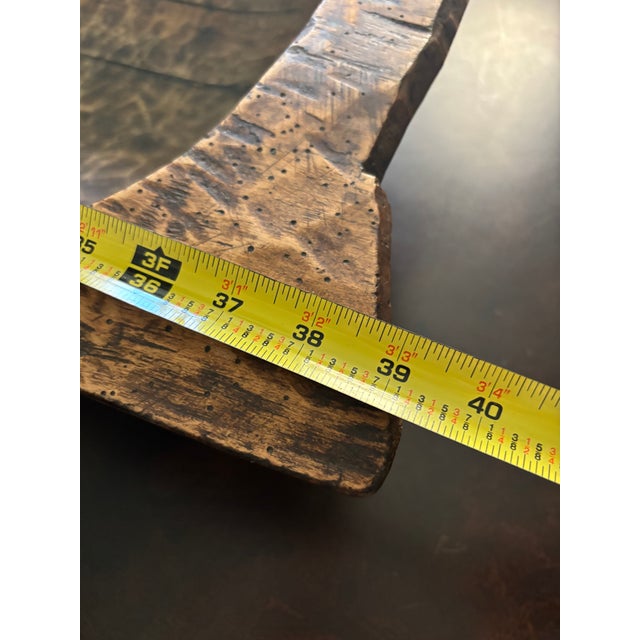 40-Inch Antique Mid-19th Century European Primitive Hand-Hewn Beech Wood Dough Bowl For Sale - Image 4 of 17