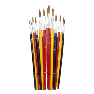 Professional 12-Piece Fine Detail Artist Paint Brush Set For Sale