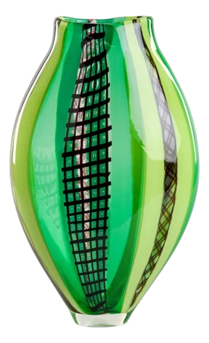 Tall Green Signed Fabiano Zanchi Murano Glass Vase