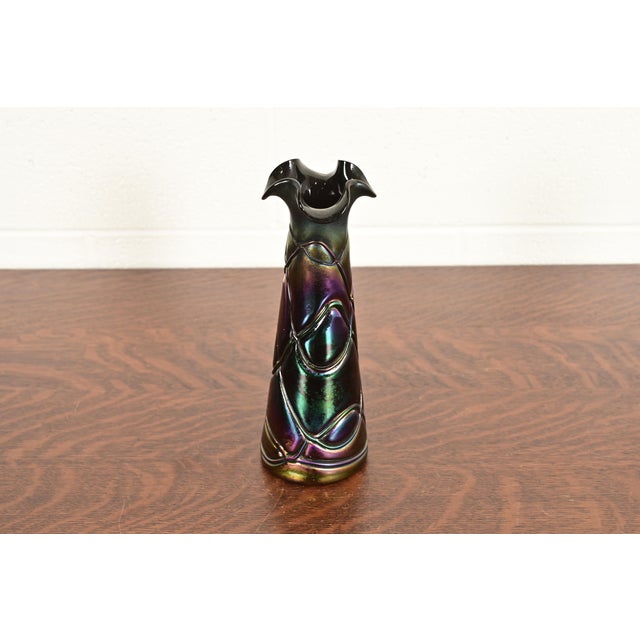 A gorgeous Art Nouveau period iridescent art glass vase By Pallme-Konig & Habel Austria, Early 20th Century Measures:...