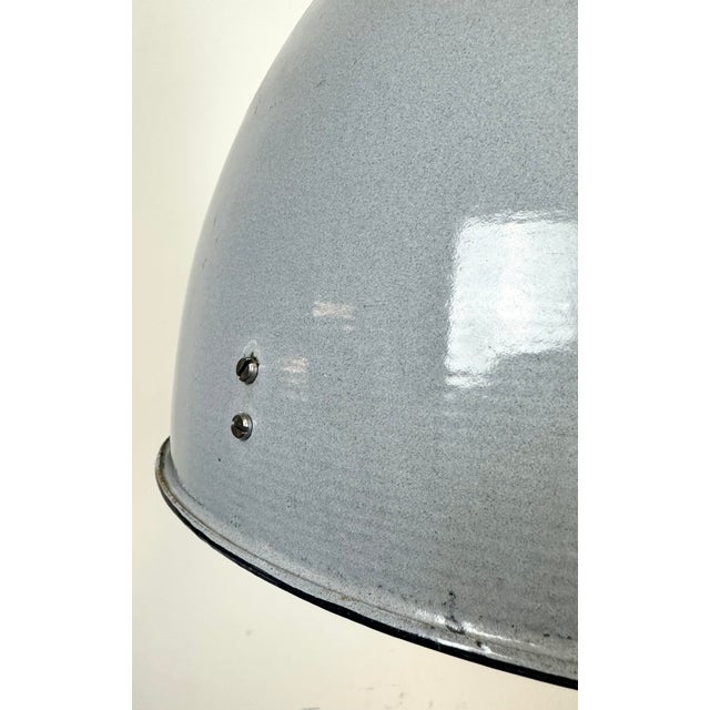 1950s Bauhaus Industrial Grey Enamel Pendant Lamp, 1950s For Sale - Image 5 of 14