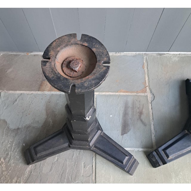 Art Deco 1930s Art Deco Cast Iron Table Bases a Pair For Sale - Image 3 of 12