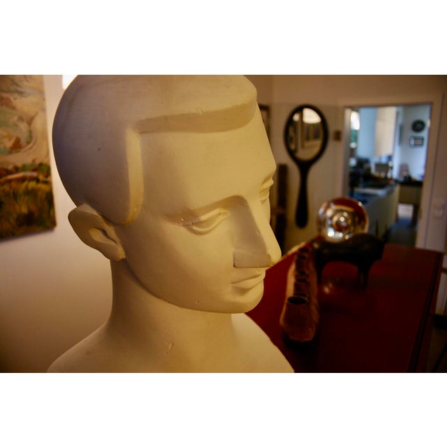 1930s Art Deco Italian Plaster Bust, 1930 For Sale - Image 5 of 10
