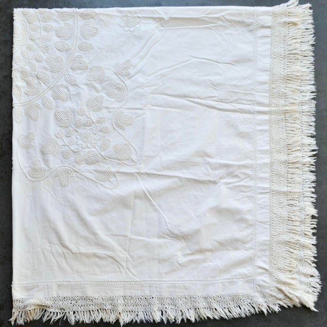 American Late 1800s Antique Candlewick Bed Cover For Sale - Image 3 of 12