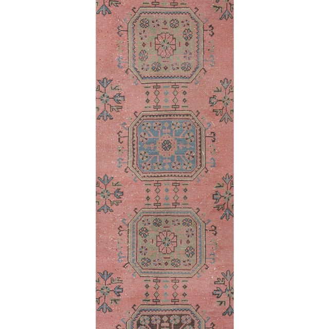 Mid-Century Modern Vintage Muted Turkish Stair Runner Rug 2'6'' X 21'8'' For Sale - Image 3 of 11