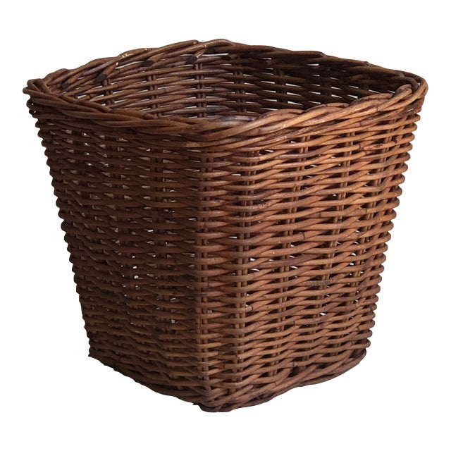 Vintage Rustic Wicker Wastebasket Chairish