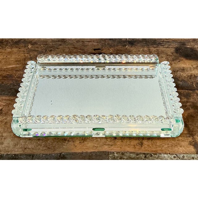 Transparent Vintage Cut Glass Mirrored Vanity Tray For Sale - Image 8 of 12
