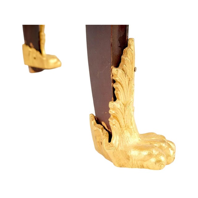 French Francois Linke Style Ormolu and Wood Leather Armchair For Sale - Image 9 of 18