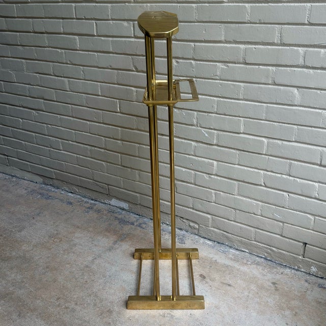Charles Hollis Jones Vintage Brass Valet Stand - Palm Beach Hollywood Regency Dresser Rack - Karl Springer Style For Sale - Image 4 of 11