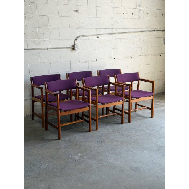 Wood Set of 6 Børge Mogensen Dining Chairs for Søborg Møbelfabrik, Denmark, 1960s For Sale - Image 7 of 10