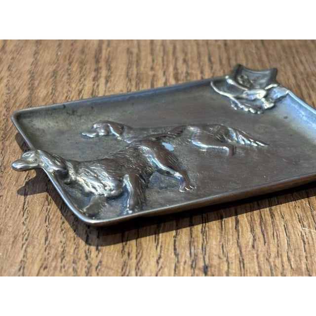 Art Noveau Cast Brass Ashtray with Hunting Dogs from Leon Chandon For Sale - Image 3 of 7