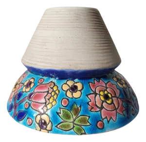 Antique French Floral Enamel Match Striker Pot from Longwy, 1890s