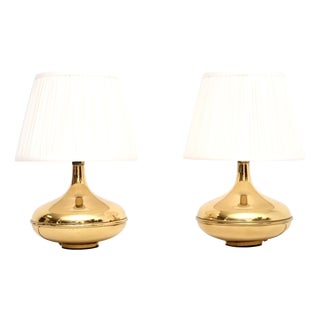 Vintage Swedish Brass Table Lamps, 1970, Set of 2 For Sale