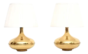 Vintage Swedish Brass Table Lamps, 1970, Set of 2