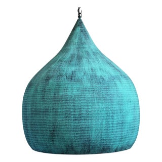 Industrial Indian Copper Hammered Pod Pendant Light XL For Sale