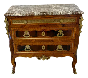 French Victorian Marble Top Commode with Drawers, 1850s