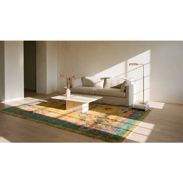 1920s Goldenord Field Floral Antique Chinese Art Deco Carpet by Nichols Workshop For Sale - Image 14 of 15